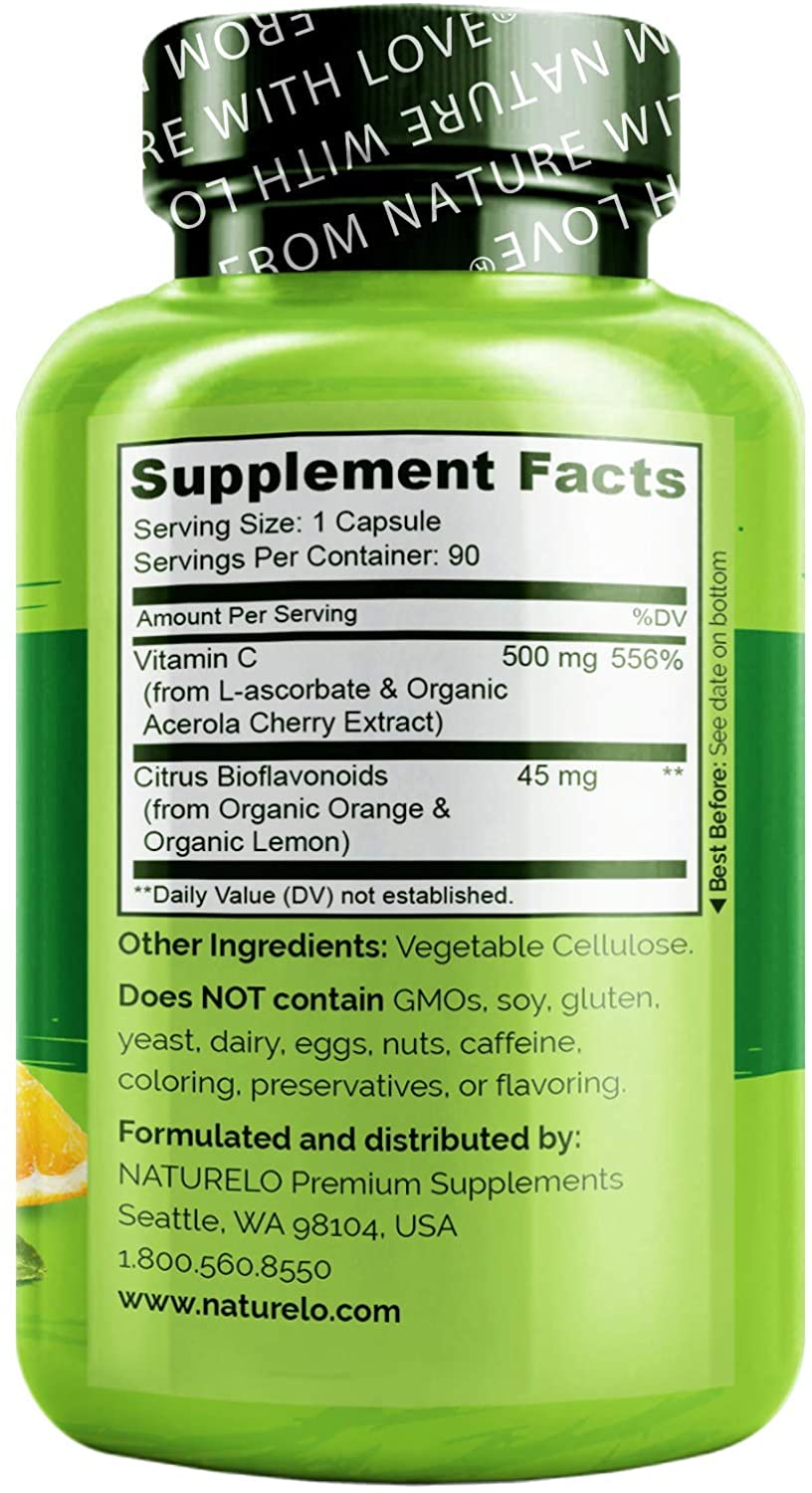 NATURELO, Vitamin C 500 mg, Ingredients