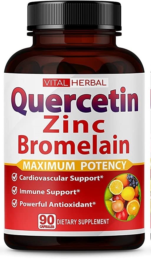 Premium High Purity Quercetin 98% with Bromelain Capsules Equivalent to 3470 mg - Maximum Potency with Green Tea Ashwagandha - Supports Overall Health Strength Energy - 90 Days Supply