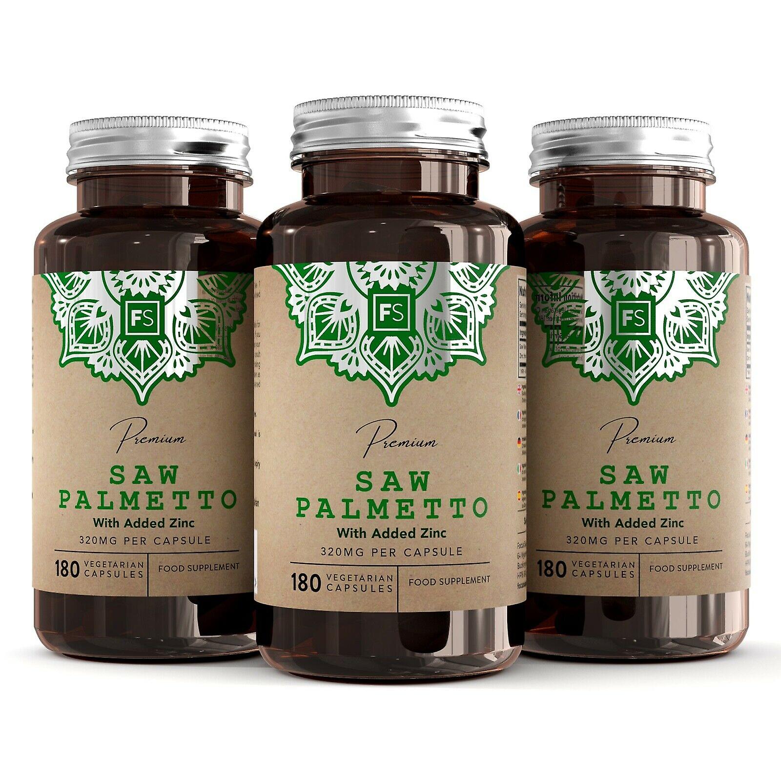 FS Saw Palmetto Capsules High Strength 320mg with Added Zinc 15mg | Saw Palmetto Extract (20:1) | 180 Vegan Capsules - 6 Month Supply | Gluten Free | Made in The UK in ISO Licensed Facilities بالميتو المنشار 320 مجم للكبسولة بنسبة إستخلاص 1: 20 مع الزنك 15 مجم ، 180 كبسولة بناتية ، تكفى لمدة 6 أشهر - Image 7