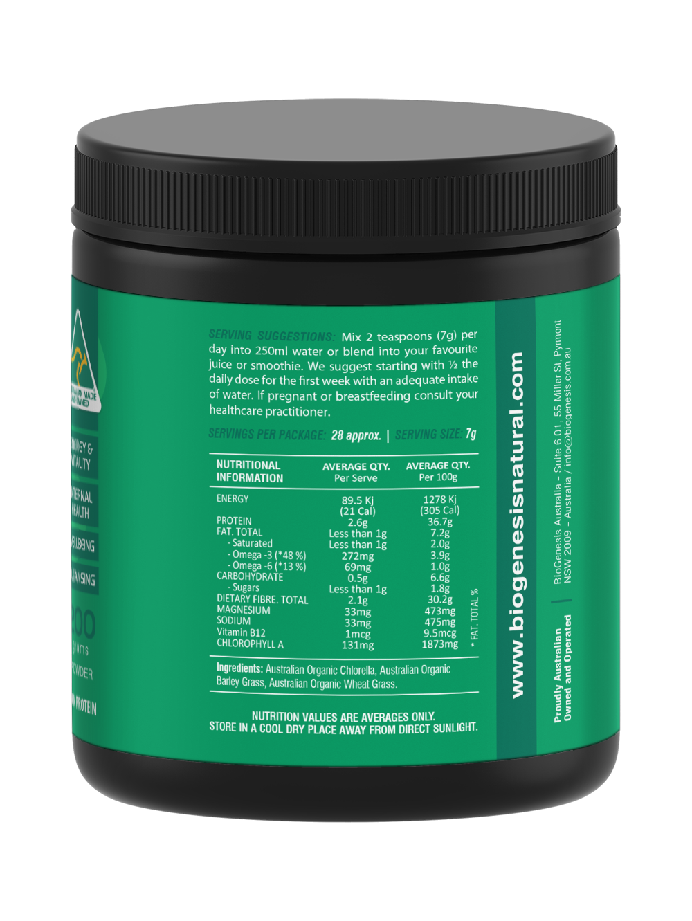BioGenesis SUPER GREENS POWDER 200G بيو جينيسيس سوبر جرين بودر 200جم ،للطاقة والحيوية،للصحة العامة للجسم - Image 3