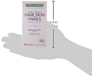 Nature's Bounty Optimal Solutions Hair, Skin & Nails Extra Strength, 150 Softgels أفضل حل للشعر والبشرة والأظافر ، قوة مضاعفة ، مع زيت الأرجان والبيوتين ، 150سوفت جل - Image 3