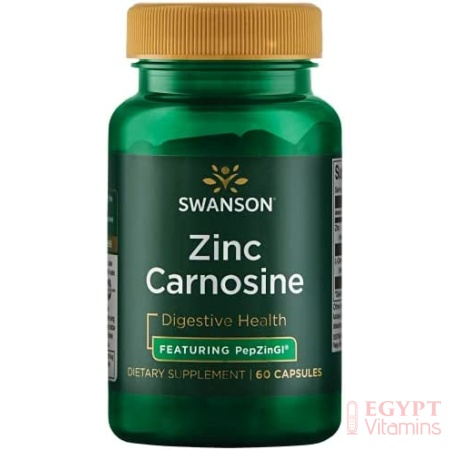 Swanson Zinc Carnosine- Natural Supplement Promoting Gastric Health & Digestive Support - Supports Microbial Balance in The Stomach- 60 Capsules
