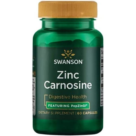 Swanson Zinc Carnosine- Natural Supplement Promoting Gastric Health & Digestive Support - Supports Microbial Balance in The Stomach- 60 Capsulesزنك كارنوزين، لدعم صحة الجهاز الهضمى ولحفظ التوازن البكتيرى داخل الامعاء،60 كبسولة