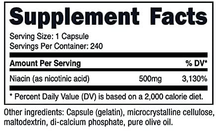 Nutricost Niacin (Vitamin B3) 500mg, 240 Capsules - Image 2