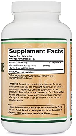 Double Wood Mucuna Pruriens Extract 1000mg | 210 Capsules - Image 2