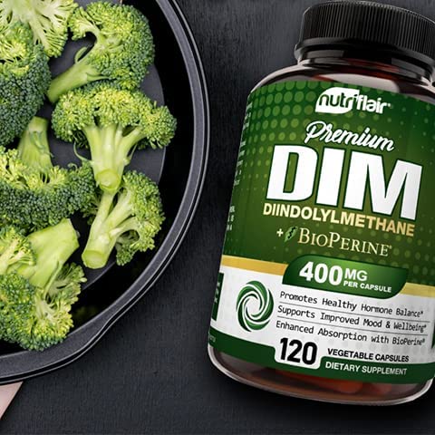 NutriFlair DIM Supplement 400mg with Bioperine, 120 Capsules - Diindolylmethane - Estrogen Metabolism Support & Hormone Balance, Menopause, PCOS, Acne and Skin Care for Men & Women - Compare to 300mg - Image 7