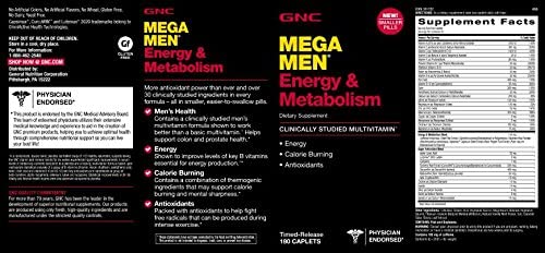 GNC Mega Men Energy & Metabolism Multivitamin | 180 Count - Image 3