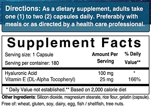 NatureBell Hyaluronic Acid with Vitamin E, 125mg |180 Capsules - Image 4
