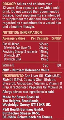 Seven Seas Pure Cod Liver Oil 120 Capsules | Omega-3 & Vitamins A, D - Image 6