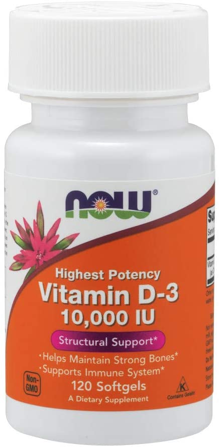 NOW Vitamin D3 10,000 IU, Highest Potency, Structural Support, 120 Softgels ناو ، فيتامين د3 ، 10,000 وحدة دولية ، لصحة الجهاز المناعى والعظام ، ولصحة وظائف العضلات ، 120 سوفت جيل