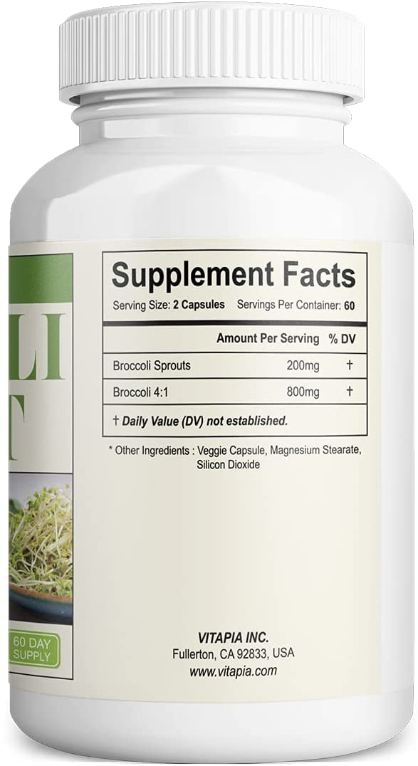 Vitapia Broccoli Sprout 1000mg per Serving - 120 Veggie Capsules - Vegan and Non-GMO - Broccoli Sprout Extract - Supports Healthy Detoxification, Anti-Inflammatory, Antioxidant فيتابيا مستخلص براعم البروكلى 1000 مجم للجرعة ، مضاد للشيخوخة ولصحة الجهاز المناعة ولإزالة السموم 120 كبسولة نباتية - Image 2