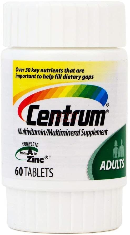 Centrum Multivitamins / Multiminerals for adults Unisex - 60 Tablets سنتروم فيتامينات و معادن متعددة للبالغين من الجنسين 60 حباية