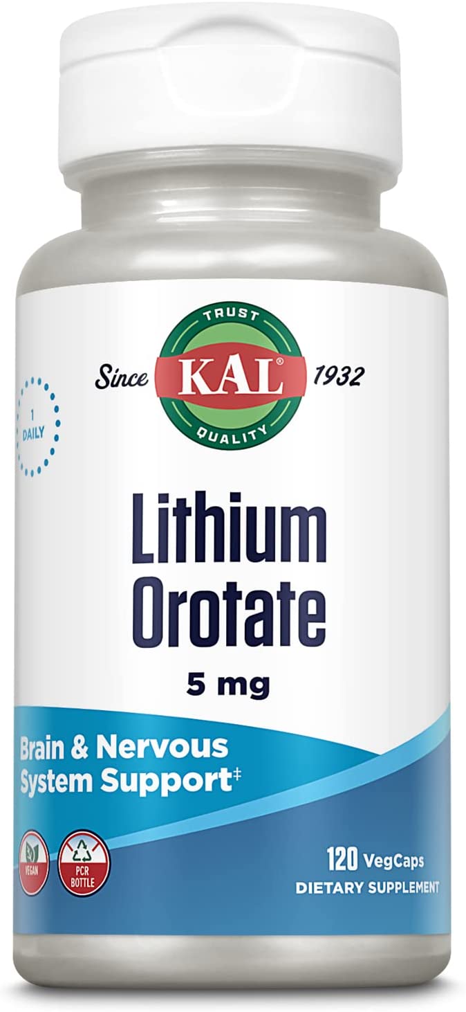 KAL Lithium Orotate 5mg. Natural Support for Emotional Balance,
