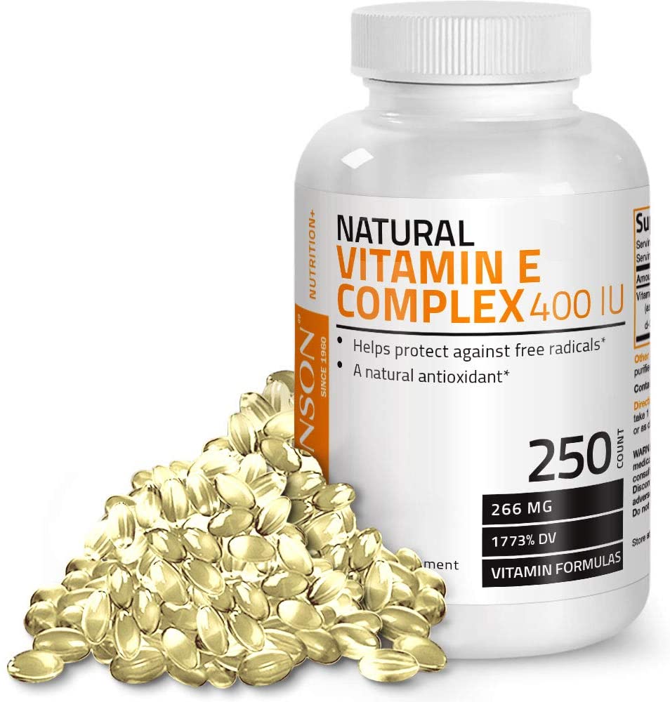 Bronson Natural Vitamin E Complex Supplement 400 I.U. (80% D-Alpha Tocopherol), Natural Antioxidant, 250 Softgels برونسون فيتامين ه المركب الطبيعى 400 وحدة دولية ، مضاد للأكسدة ، 250 سوفت جيل - Image 2