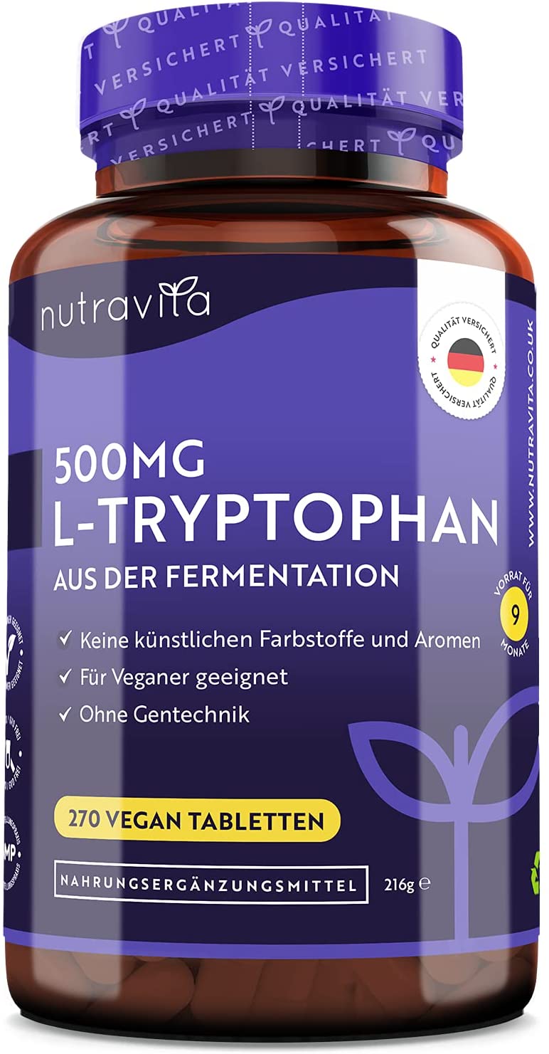 Nutravita L-Tryptophan 500 mg, 270 Tablets التربتوفان 500 مجم لصحة النوم الطبيعى ، و تقليل القلق والإكتئاب ، ولصحة الجهاز المناعى ، 270 قرص