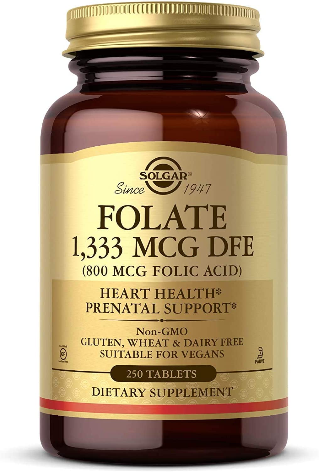 Solgar Folate 1,333 MCG Equivalent (800 mcg Folic Acid), Heart Health, Healthy Nervous System, pregnant Support, 250 Servings سولجار فولات 1,333 ميكروجرام( 800 ميكرو حمض الفوليك) لصحة القلب والجهاز العصبى ولصحة الأمهات الحوامل ، 250 حباية
