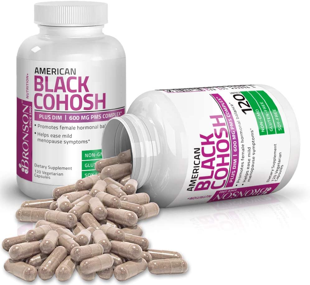 Bronson American Black Cohosh Plus DIM - 600 mg PMS | 120 Vegetarian Capsules - Image 5