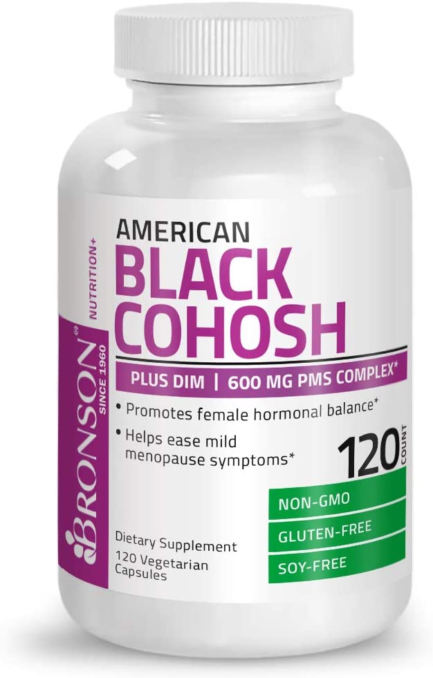 Bronson American Black Cohosh Plus DIM - 600 mg PMS | 120 Vegetarian Capsules - Image 2