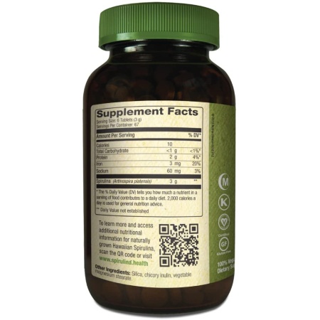 ingredients of Nutrex Pure Hawaiian Spirulina 500 mg