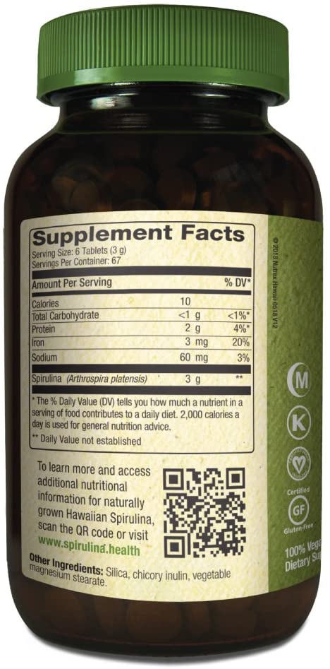ingredients of Nutrex Pure Hawaiian Spirulina 500 mg