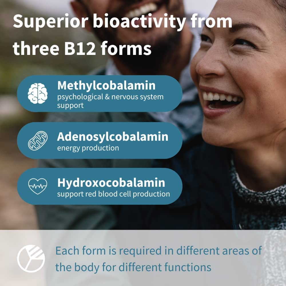 Super B12-Complex 1000mcg, High Absorption Sublingual Vitamin B12 in Three Bioactive Forms with Methylcobalamin, Vegan, 180 Tabletsايجنس فيتامين ب12، 1000 ميكروجرام لدعم إنتاج الطاقة من التمثيل الغذائى،180 كبسولة سريعة الذوبان بطعم الفراولة، 180 جرعة نباتية - Image 2