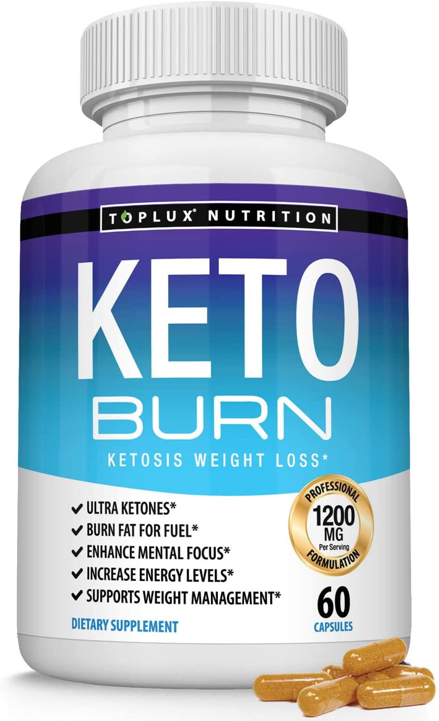 Keto Burn Pills Ketosis Weight Loss - 1200 Mg Ultra Advanced Natural Ketogenic Fat Burner Using Ketone Diet Boost Energy Focus & Metabolism Appetite Suppressant Men Women 60 Capsules Toplux Supplement - Image 8