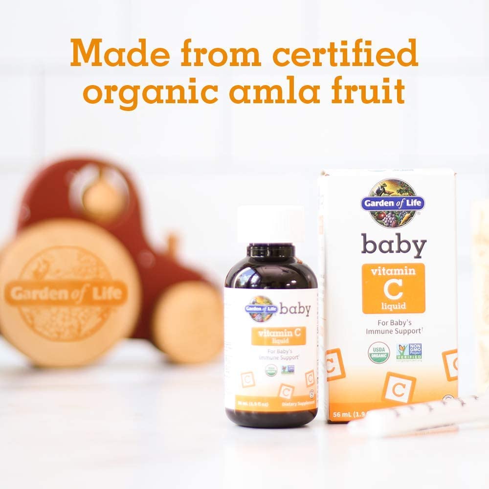 Garden of Life Baby Vitamin C Drops for Infants and Toddlers, Organic Liquid Vitamin C Immune Support for Babies sourced only from Amla Fruit,<BR/>قطرات فيتامين ج للأطفال من جاردن أوف لايف للرضع والأطفال الصغار، لدعم المناعة - فيتامين سي السائل العضوي للأطفال مستخلص 100% من الفاكهه - Image 6