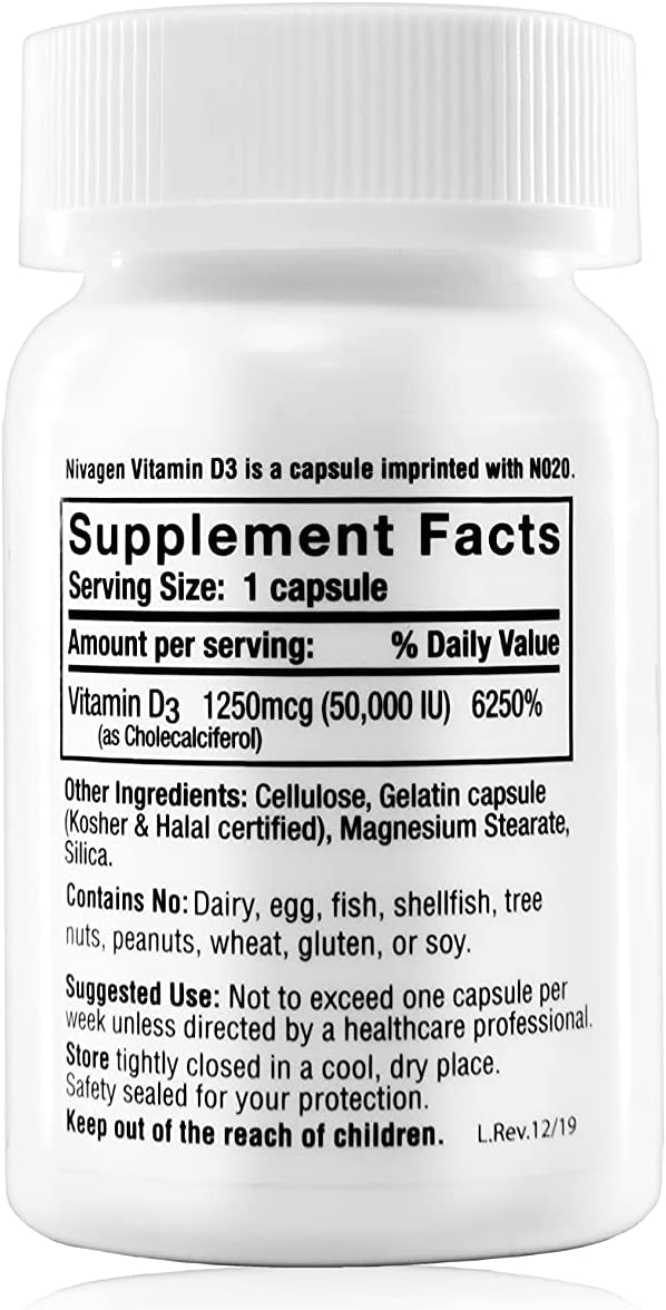 Nivagen Pharmaceuticals Inc Vitamin D3 50,000 IU (100) - Image 3