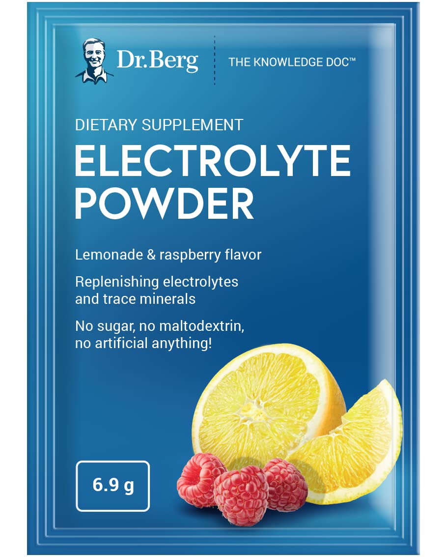 Dr. Berg's Electrolyte Powder Packets - Travel Size Hydration Drink Mix Supplement -13x Potassium - Boost Energy & Keto-Friendly - NO Maltodextrin, Sugar & Carb-Free - Raspberry Lemon Flavor 30 Countsدكتور بيرج ، مسحوق الالكتروليت ، لتوليد الطاقة وتجديد الخلايا ، بطعم الليمون والراسبيرى الطبيعى، 30 جرعة - Image 8