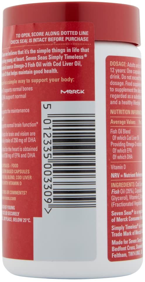 Seven Seas Pure Cod Liver Oil 120 Capsules | Omega-3 & Vitamins A, D - Image 4