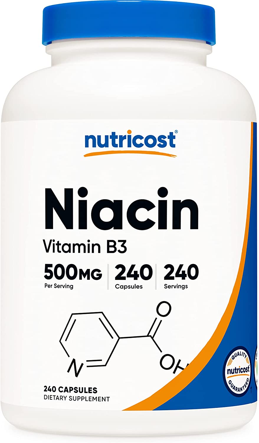 Nutricost Niacin (Vitamin B3) 500mg, 240 Capsulesنياسين فيتامين ب3 500 مجم ، 240 كبسولة