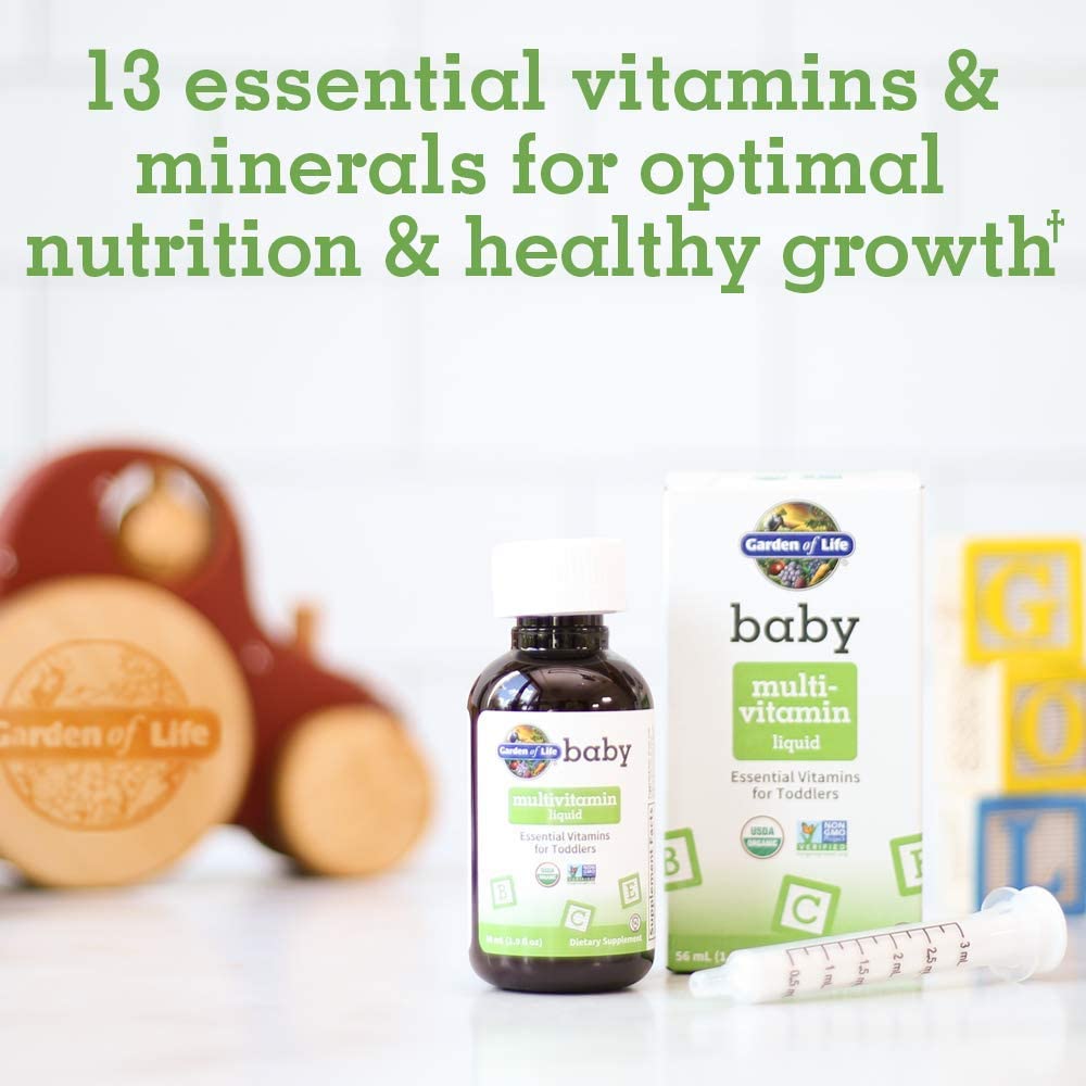 Garden of Life Baby Multivitamin Drops, for Infants & Toddlers 1.9 fl ozقطرات فيتامينات متعددة من جاردن أوف لايف بيبي، فيتامينات عضوية للأطفال الرضع والأطفال الصغار - فيتامينات أساسية ومغذيات للأطفال، نباتي، خالٍ من الغلوتين، غير معدل وراثياً، 56 وجبة، مكمل سائل 56 مل - Image 5