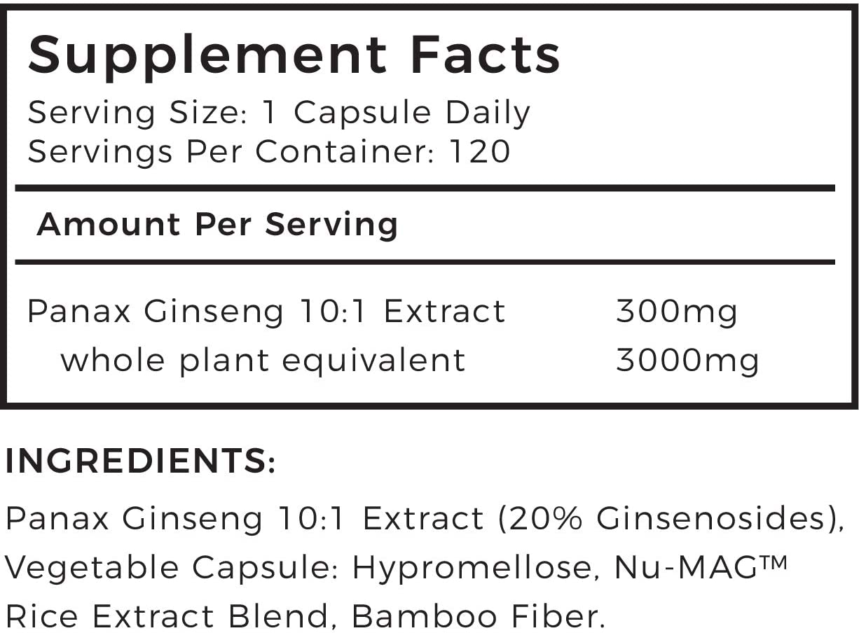LLS Korean Panax Ginseng | 120 Capsules | 3000mg Equivalent | Energy & Memory - Image 2