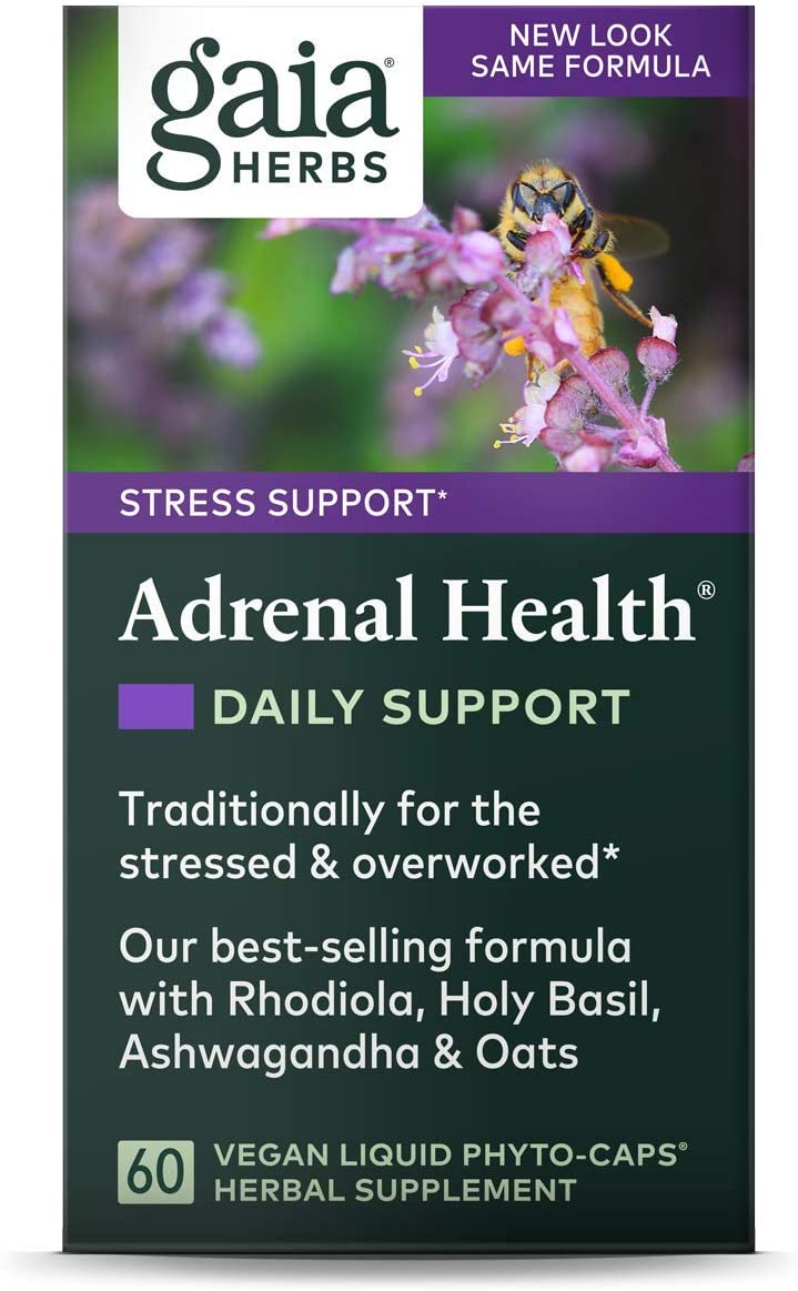 Gaia Herbs Adrenal Health Daily Support, Stress Relief and Adrenal Fatigue Supplement داعم صحة الغدة الكظرية ومخفف التوتر 60 كبسولة سائلة نباتية - Image 3