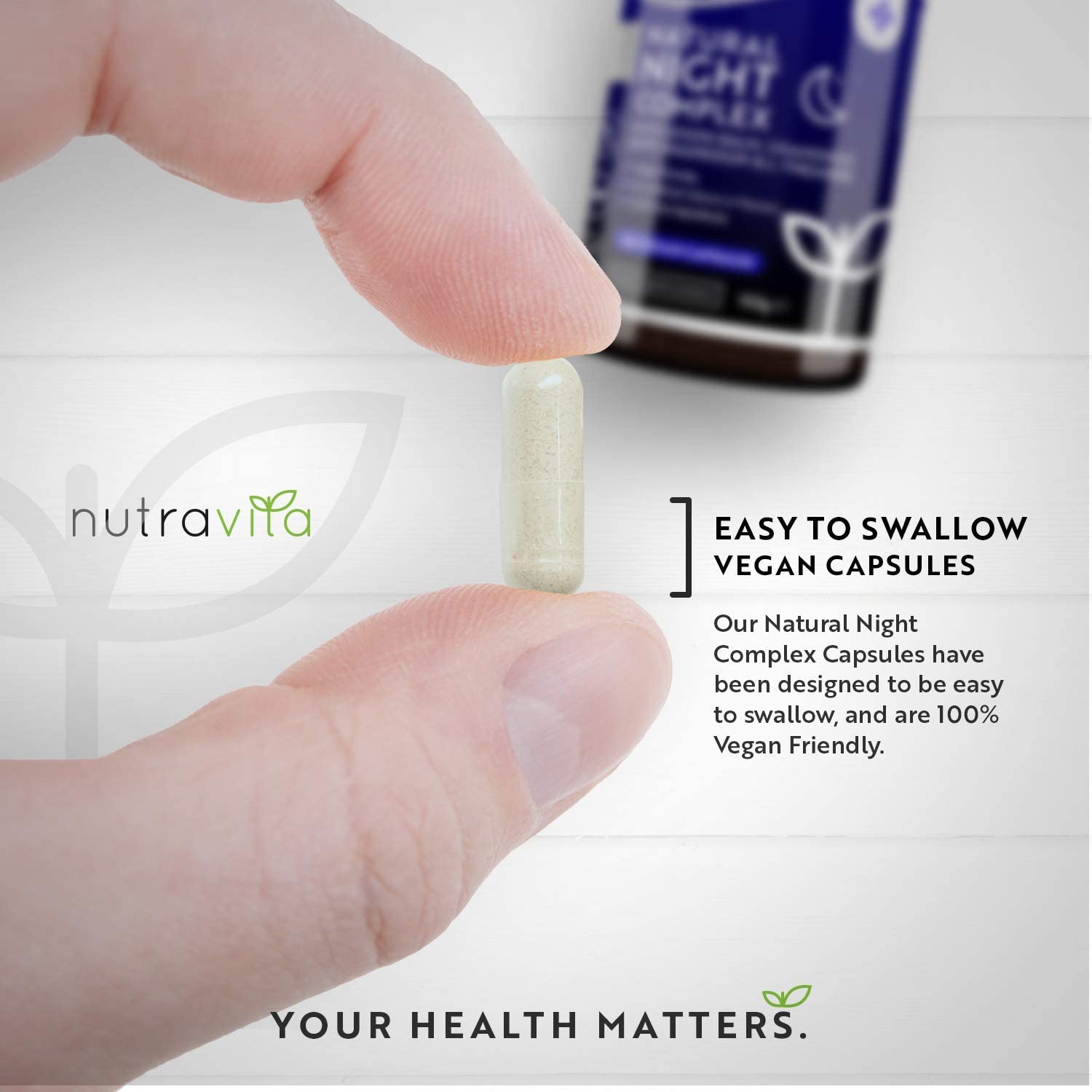 Nutravita Natural Night Complex– with Lemon Balm, Chamomile, 5HTP, Magnesium, Vitamin B12 –120 Capsules منتج طبيعي للنوم 120 كبسولة - Image 8