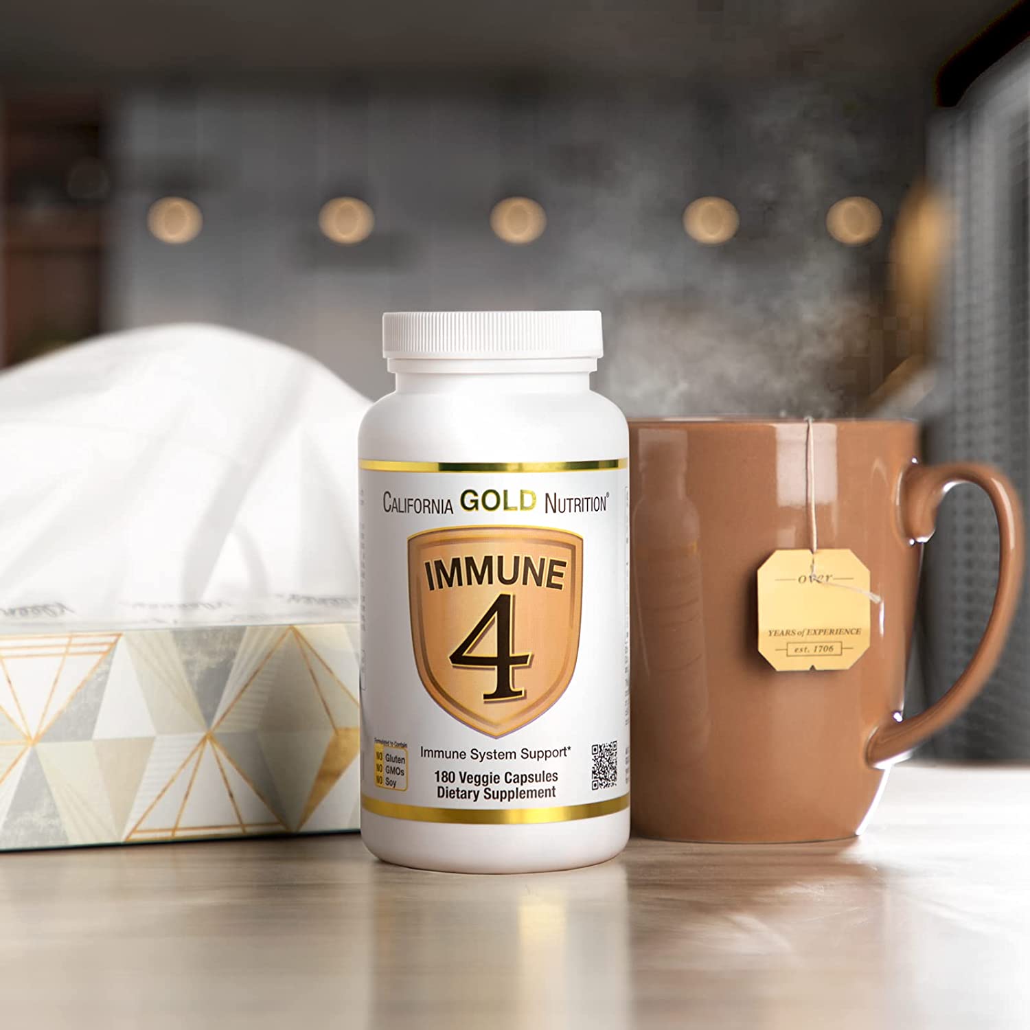California Gold Nutrition Immune 4, Immune System Support, 180 Veggie Capsules خليط المناعة 4 مكونات لدعم صحة الجهاز المناعى 180 كبسولة نباتية - Image 5