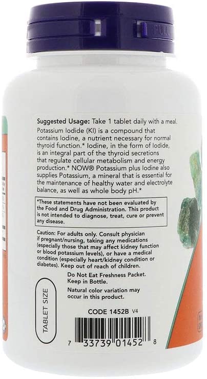 Now Potassium Plus Iodine - 99 mg Potassium | 180 Tablets - Image 3