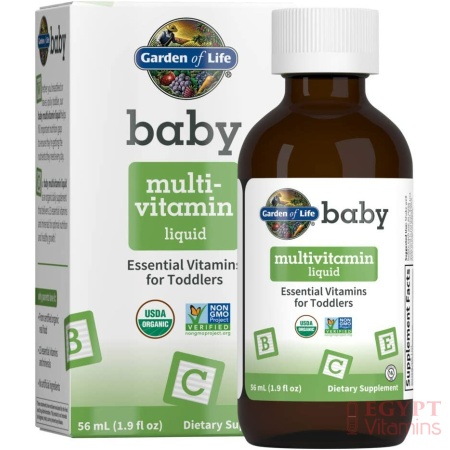 Garden of Life Baby Multivitamin Drops, for Infants & Toddlers 1.9 fl ozقطرات فيتامينات متعددة من جاردن أوف لايف بيبي، فيتامينات عضوية للأطفال الرضع والأطفال الصغار - فيتامينات أساسية ومغذيات للأطفال، نباتي، خالٍ من الغلوتين، غير معدل وراثياً، 56 وجبة، مكمل سائل 56 مل