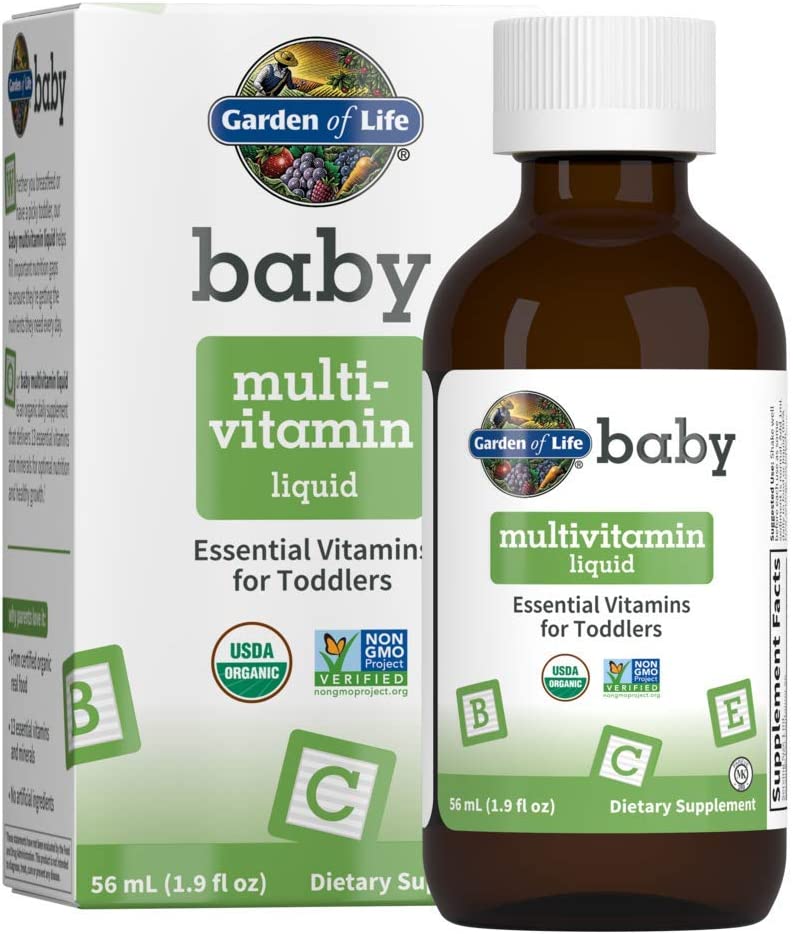 Garden of Life Baby Multivitamin Drops, for Infants & Toddlers 1.9 fl ozقطرات فيتامينات متعددة من جاردن أوف لايف بيبي، فيتامينات عضوية للأطفال الرضع والأطفال الصغار - فيتامينات أساسية ومغذيات للأطفال، نباتي، خالٍ من الغلوتين، غير معدل وراثياً، 56 وجبة، مكمل سائل 56 مل