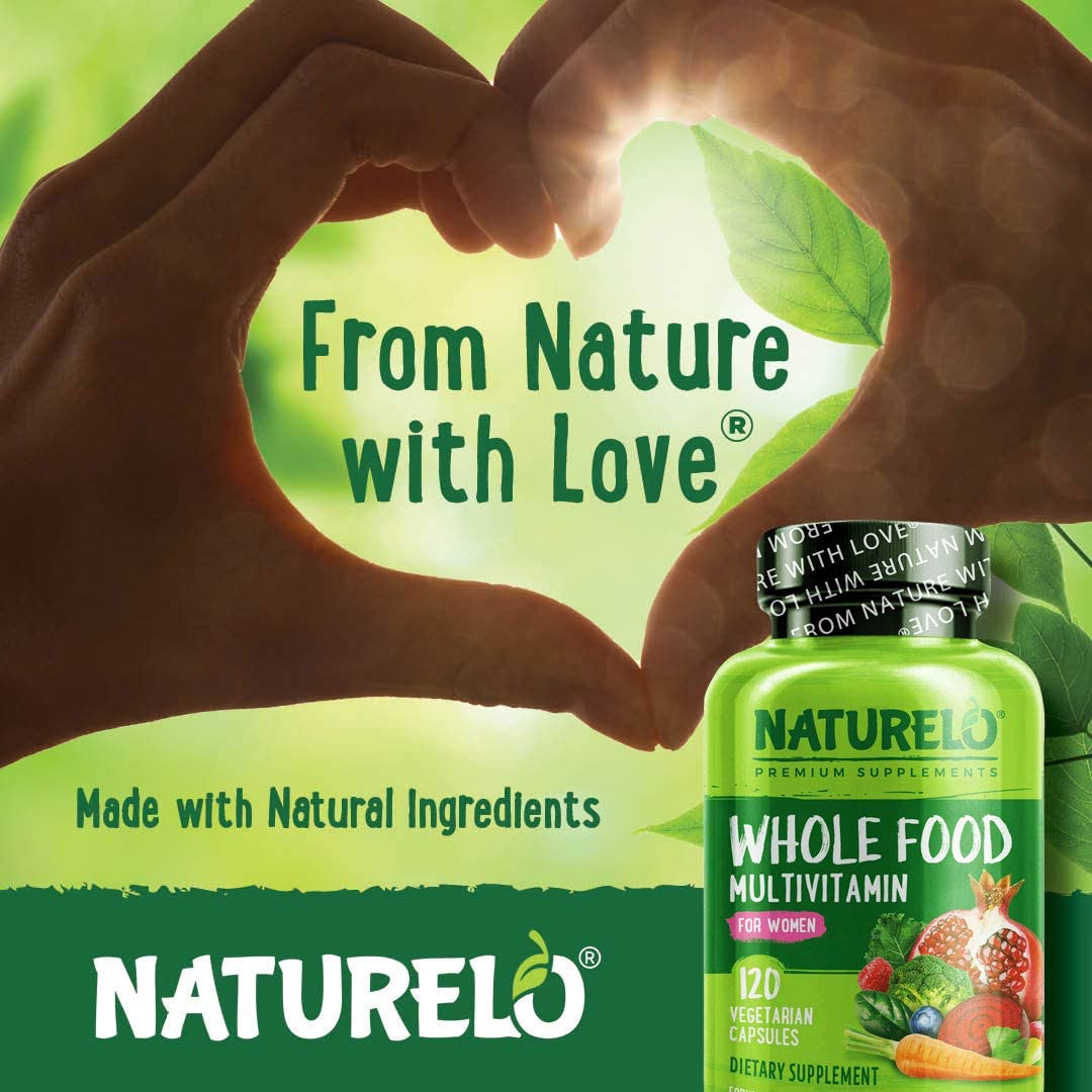 NATURELO Whole Food Multivitamin for Women - with Vitamins, Minerals, & Organic Extracts - Supplement for Energy and Heart Health - Vegan - Non GMO - 120 Capsules فيتامينات غذائية كاملة للنساء ، 120 كبسولة - Image 3