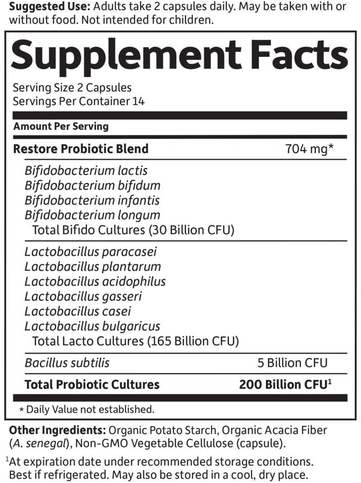 Garden of Life Dr. Formulated Probiotics Platinum Series Restore 200 Billion CFU, 28 Capsules