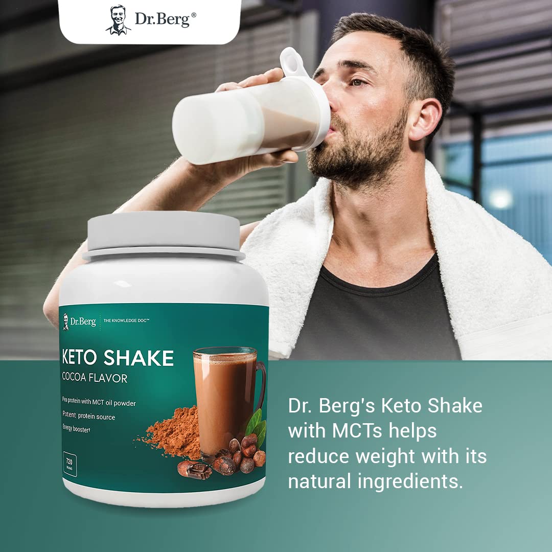 Dr. Berg's Keto Shake- Vegan Protein, Supports Ketosis & Workout Recovery, Cocoa Flavor 720 grams - Image 2