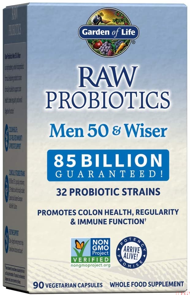 Garden of Life RAW Probiotics Men 50 & Wiser - 90 Vegetarian Capsulesبروبيوتيك الخام للرجال فوق ال 50 عام ، 90 كبسولة نباتية