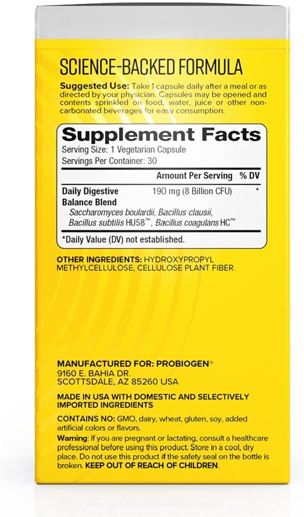 Probiogen Daily Digestive Balance Probiotic, Digestive Supplement, 30 Count Capsules 8 billion - Image 2