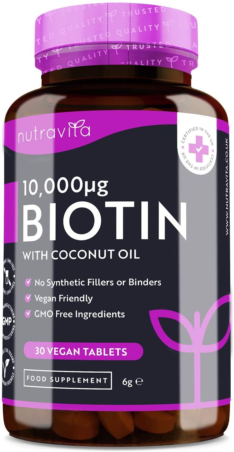 Nutravita High Strength Biotin Tablets with Coconut Oil | 30 Tabs