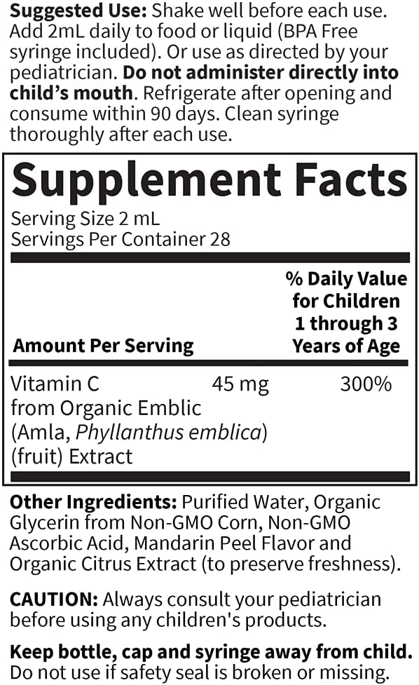 Garden of Life Baby Vitamin C Drops for Infants and Toddlers, Organic Liquid Vitamin C Immune Support for Babies sourced only from Amla Fruit,<BR/>قطرات فيتامين ج للأطفال من جاردن أوف لايف للرضع والأطفال الصغار، لدعم المناعة - فيتامين سي السائل العضوي للأطفال مستخلص 100% من الفاكهه - Image 4