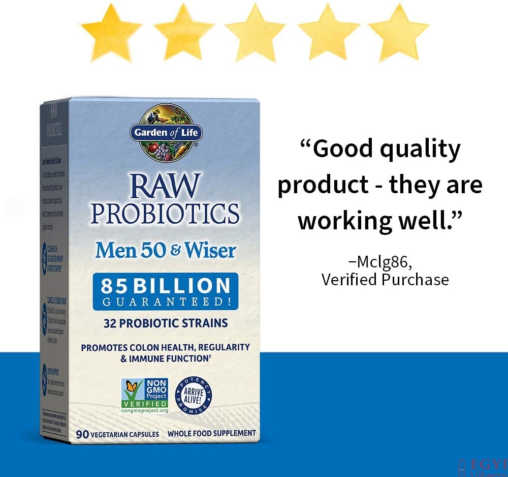 Garden of Life RAW Probiotics Men 50 & Wiser - 90 Vegetarian Capsulesبروبيوتيك الخام للرجال فوق ال 50 عام ، 90 كبسولة نباتية - Image 7