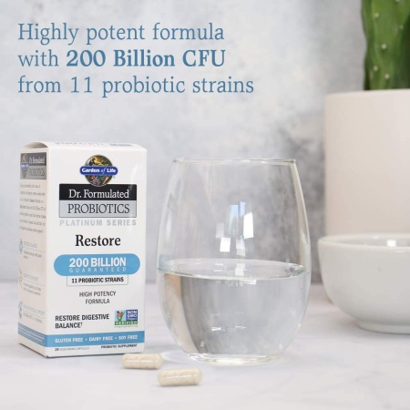 Garden of Life Dr. Formulated Probiotics Platinum Series Restore 200 Billion CFU, 28 Capsules