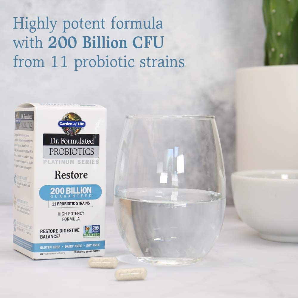Garden of Life Dr. Formulated Probiotics Platinum Series Restore 200 Billion CFU, 28 Capsules