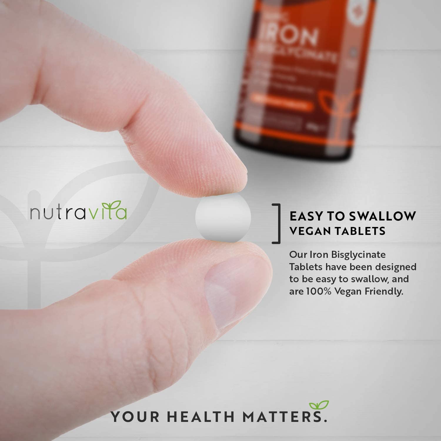 Nutravita Iron Tablets 14mg – 180 Vegan Tablets (6 Month Supply of Iron Supplements) – Contributes to the Reduction of Tiredness and Fatigue – Suitable for Men and Women نيوترافيتا الحديد 14 مجم للقرص 180 قرص نباتى - Image 2